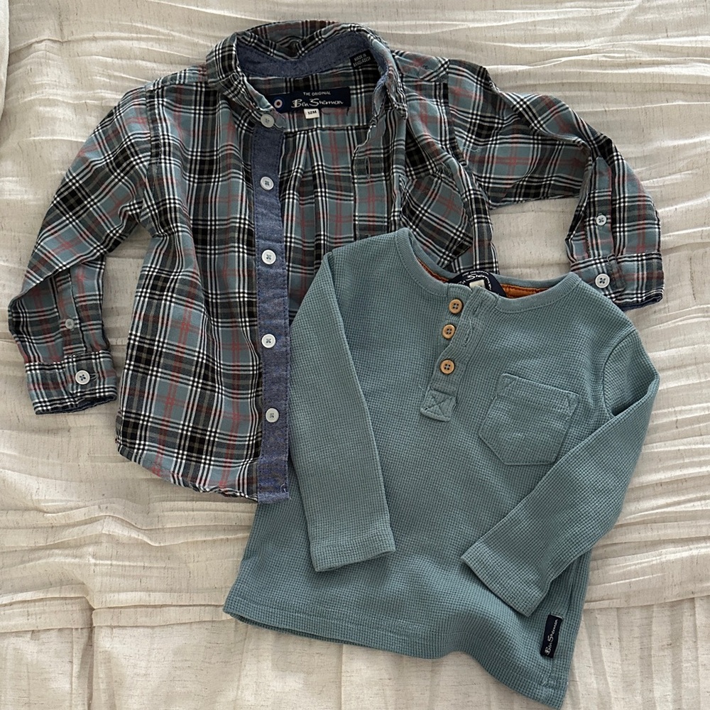 Plaid and Green Kids Shirt Layering Ben Sherman Set NWOT Sz 12M